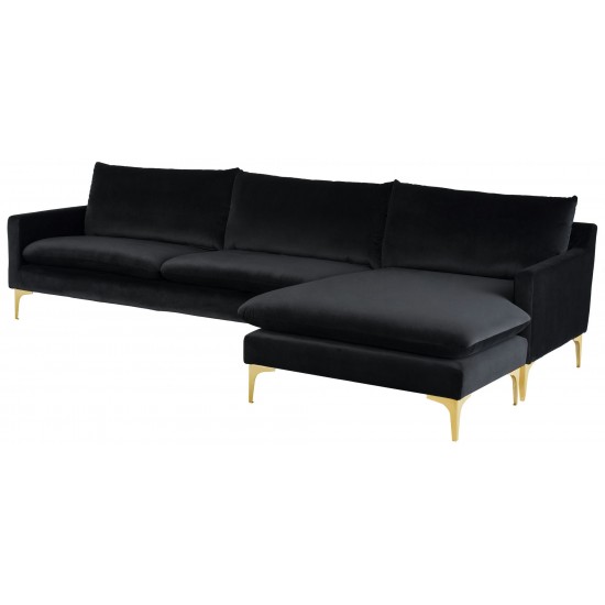 Anders Black Fabric Sectional Sofa, HGSC583