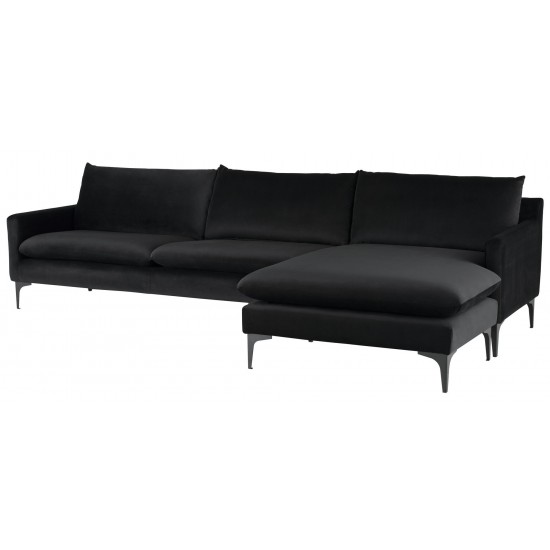 Anders Black Fabric Sectional Sofa, HGSC584