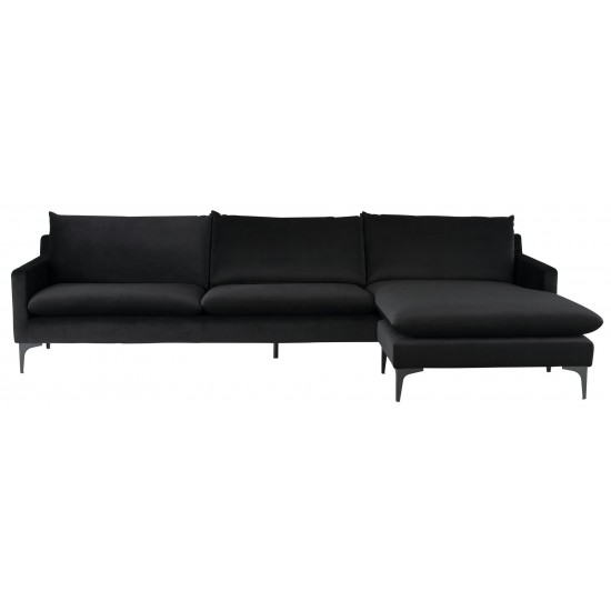 Anders Black Fabric Sectional Sofa, HGSC584