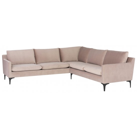 Anders Blush Fabric Sectional Sofa, HGSC647