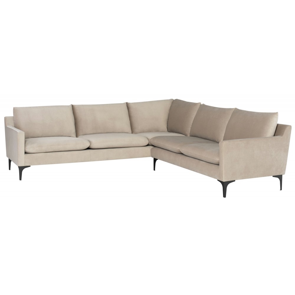 Anders Nude Fabric Sectional Sofa, HGSC648