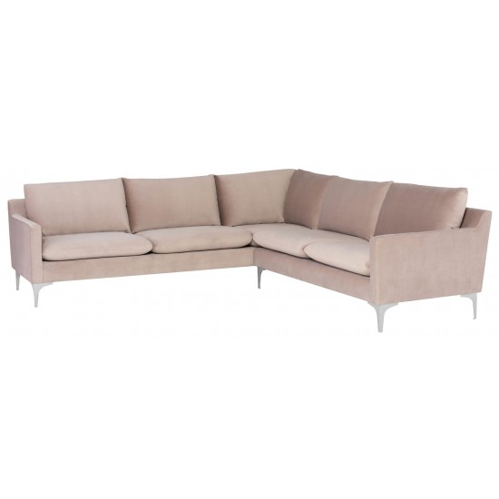 Anders Blush Fabric Sectional Sofa, HGSC675