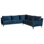 Anders Midnight Blue Fabric Sectional Sofa, HGSC677