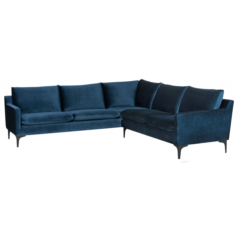 Anders Midnight Blue Fabric Sectional Sofa, HGSC677