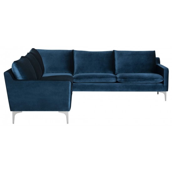 Anders Midnight Blue Fabric Sectional Sofa, HGSC678