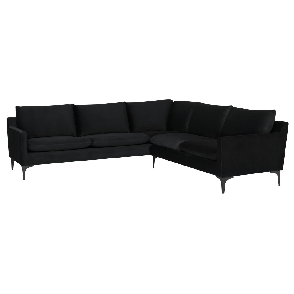 Anders Black Fabric Sectional Sofa, HGSC679