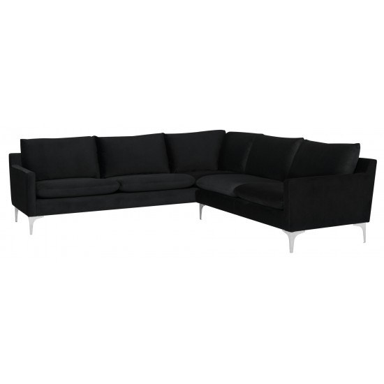 Anders Black Fabric Sectional Sofa, HGSC680