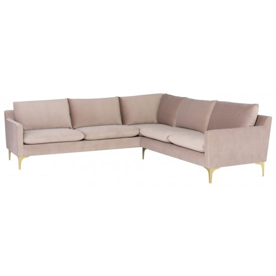 Anders Blush Fabric Sectional Sofa, HGSC832