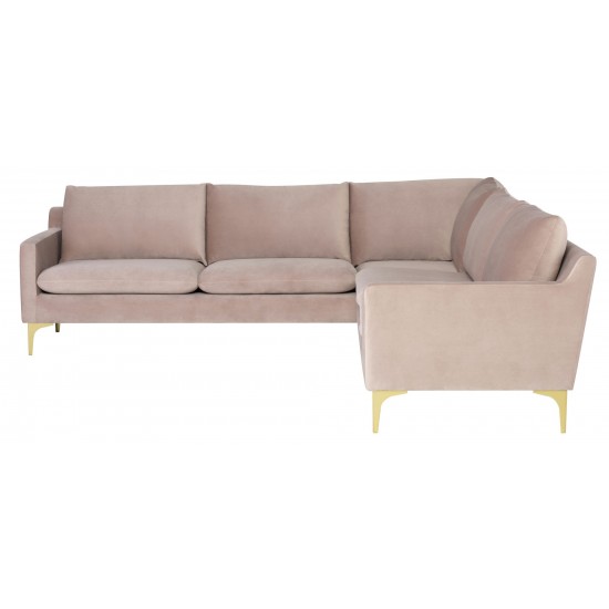 Anders Blush Fabric Sectional Sofa, HGSC832