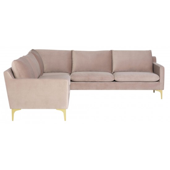 Anders Blush Fabric Sectional Sofa, HGSC832