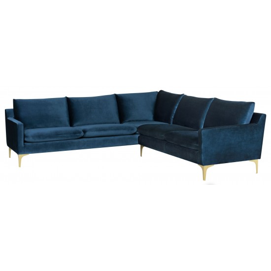 Anders Midnight Blue Fabric Sectional Sofa, HGSC835