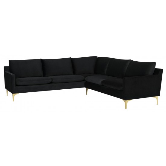 Anders Black Fabric Sectional Sofa, HGSC836