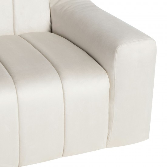 Coraline Champagne Microsuede Fabric Triple Seat Sofa