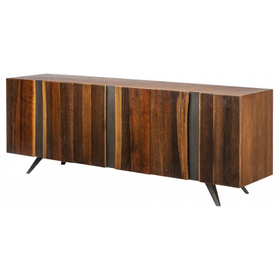 Vega Vertical Seared Wood Sideboard Cabinet