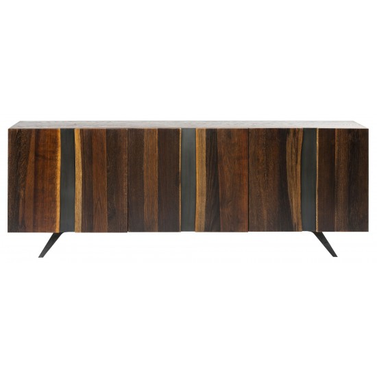 Vega Vertical Seared Wood Sideboard Cabinet