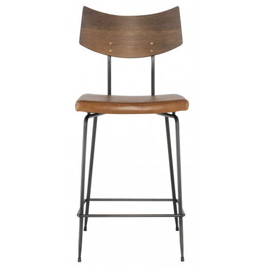 Soli Caramel Leather Counter Stool