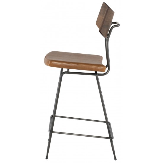 Soli Caramel Leather Counter Stool