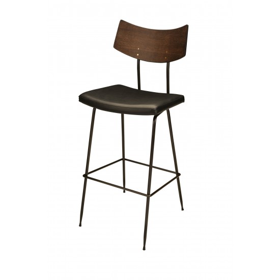 Soli Black Leather Bar Stool