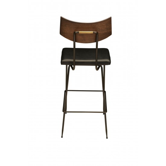 Soli Black Leather Bar Stool