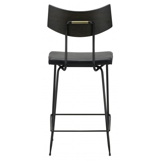 Soli Black Leather Counter Stool