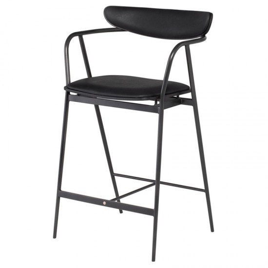 Gianni Raven Leather Counter Stool