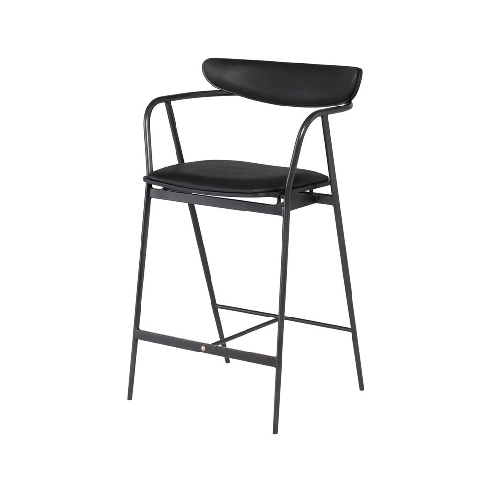 Gianni Raven Leather Counter Stool