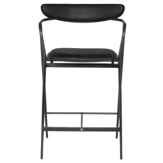 Gianni Raven Leather Counter Stool