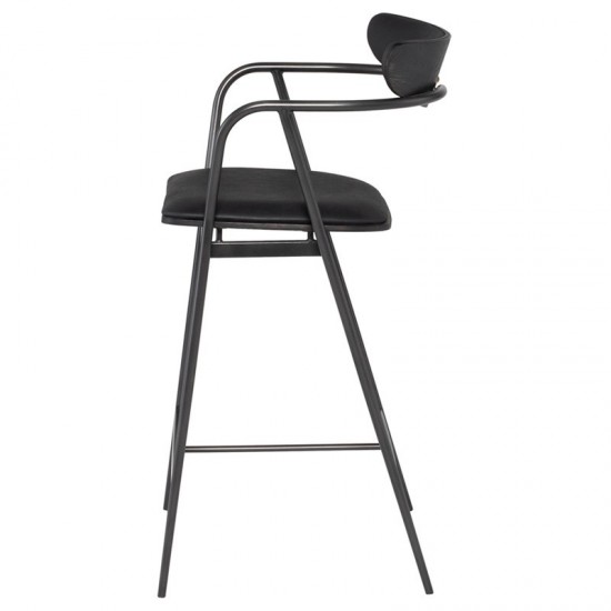 Gianni Raven Leather Counter Stool