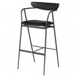 Gianni Raven Leather Bar Stool