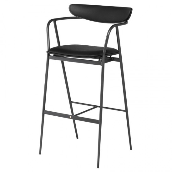 Gianni Raven Leather Bar Stool