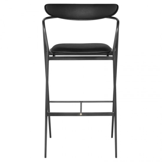 Gianni Raven Leather Bar Stool