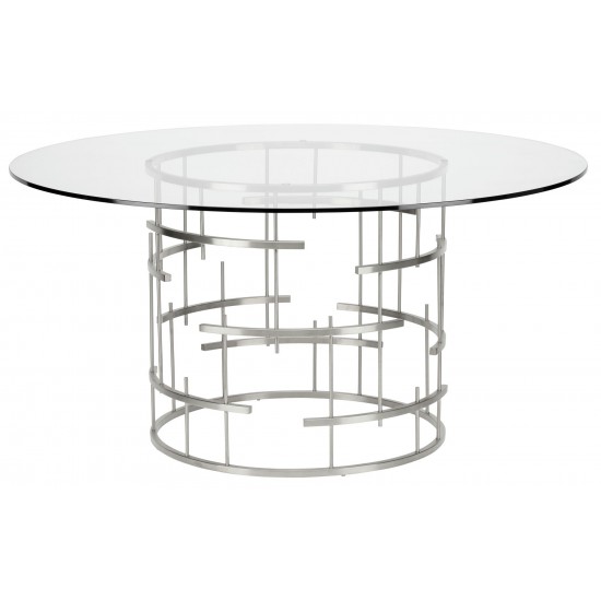 Round Tiffany Silver Metal Dining Table