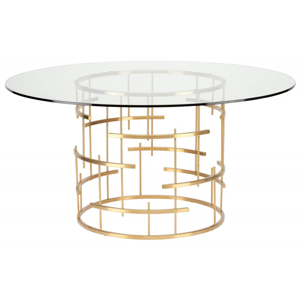 Round Tiffany Gold Metal Dining Table