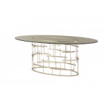 Oval Tiffany Silver Metal Dining Table