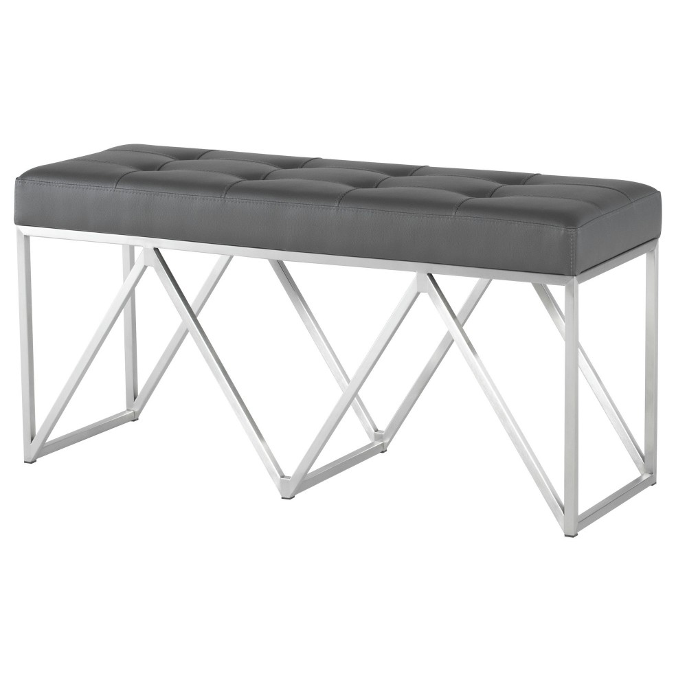 Celia Grey Naugahyde Occasional Bench Celia Grey Naugahyde Occasional Bench