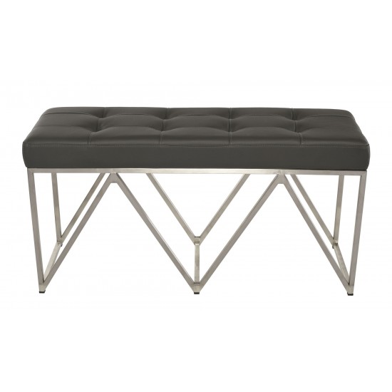 Celia Grey Naugahyde Occasional Bench