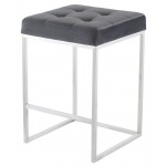 Chi Tarnished Silver Fabric Counter Stool, HGSX495