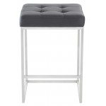 Chi Tarnished Silver Fabric Counter Stool, HGSX495