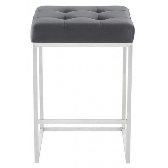 Chi Tarnished Silver Fabric Counter Stool, HGSX495