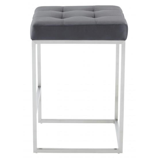 Chi Tarnished Silver Fabric Counter Stool, HGSX495