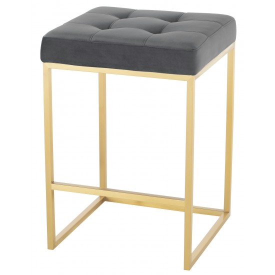 Chi Tarnished Silver Fabric Counter Stool, HGSX515