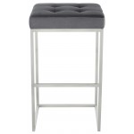 Chi Tarnished Silver Fabric Bar Stool