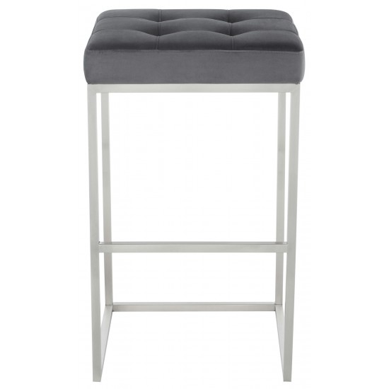 Chi Tarnished Silver Fabric Bar Stool