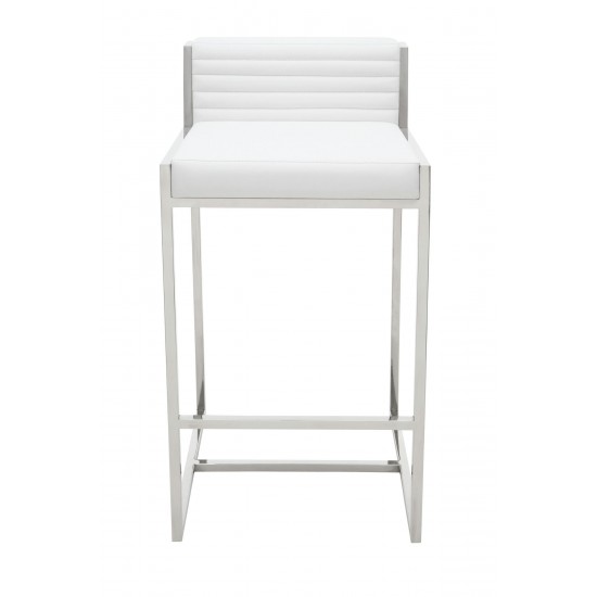 Zola White Leather Counter Stool