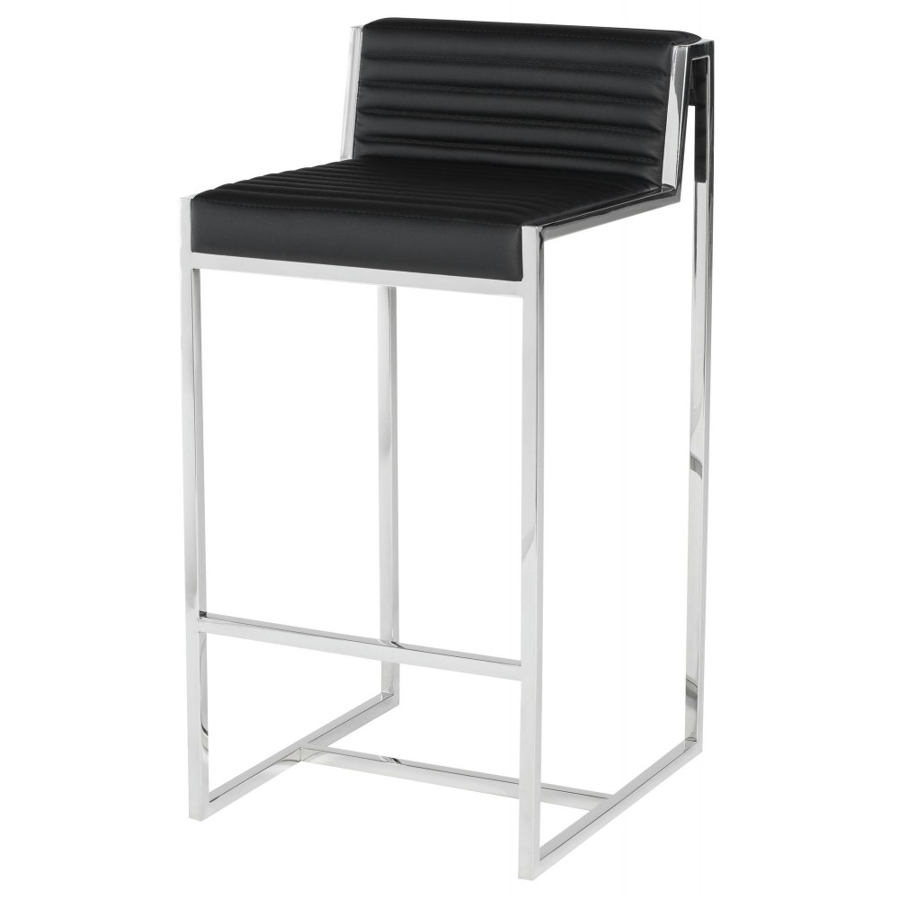 Zola Black Leather Bar Stool