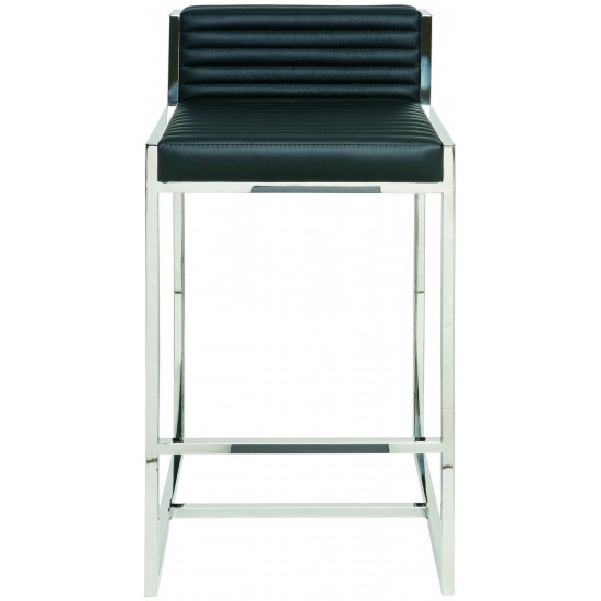 Zola Black Leather Bar Stool