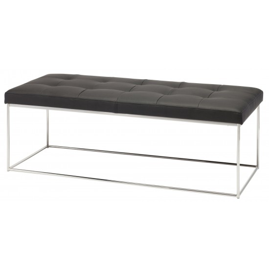 Caen Black Naugahyde Occasional Bench