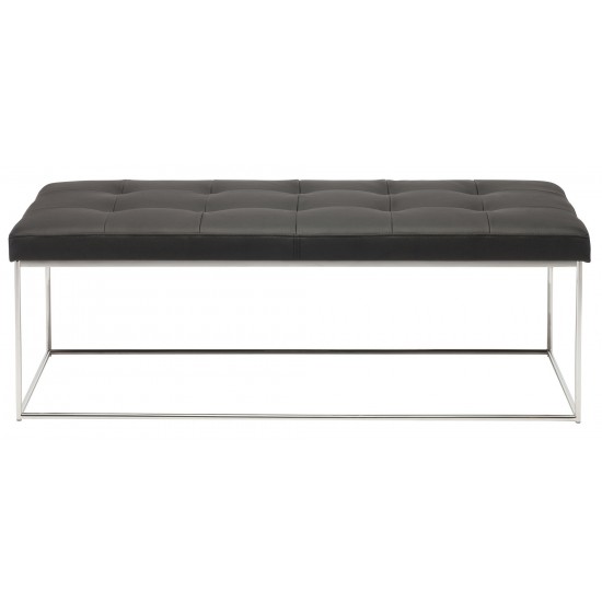 Caen Black Naugahyde Occasional Bench