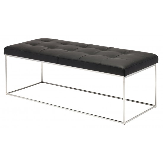 Caen Black Naugahyde Occasional Bench