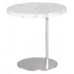 Alize White Stone Side Table